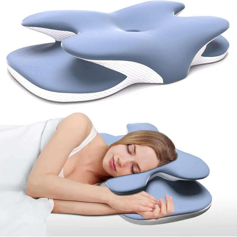 Ergonomic Cervical Pillow Memory Foam Pillow Neck Pain Relief Comes With Ice Silk Pillowcase Adjustable For Back Side Sleepers - KIMLUD