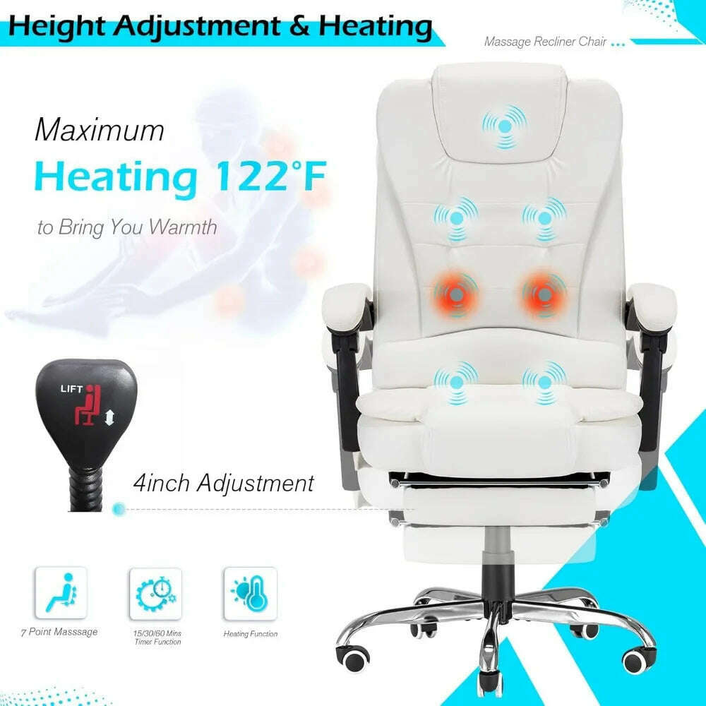 KIMLUD, Ergonomic Reclining Office Chair,with 7 Massage Points and Heat Function, w/Retractable Footrest,High Back Swivel Computer Chair, KIMLUD Womens Clothes