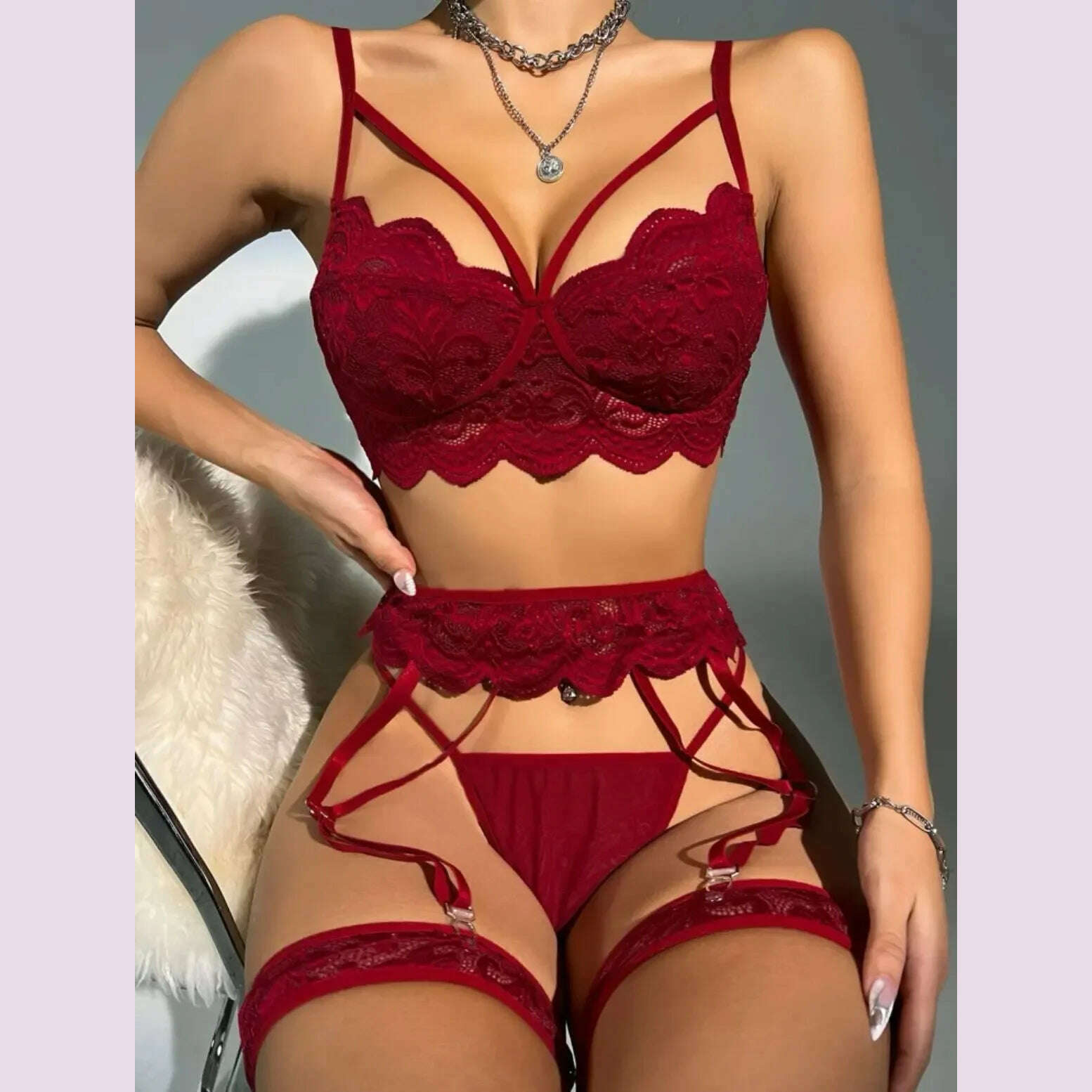 KIMLUD, Erotic Sexy Lace Bra And Panty Set Underwear Transparent Bra Exotic Sets Sexy Thong Woman Porn Fancy Sensual Luxury Lingerie, KIMLUD Womens Clothes