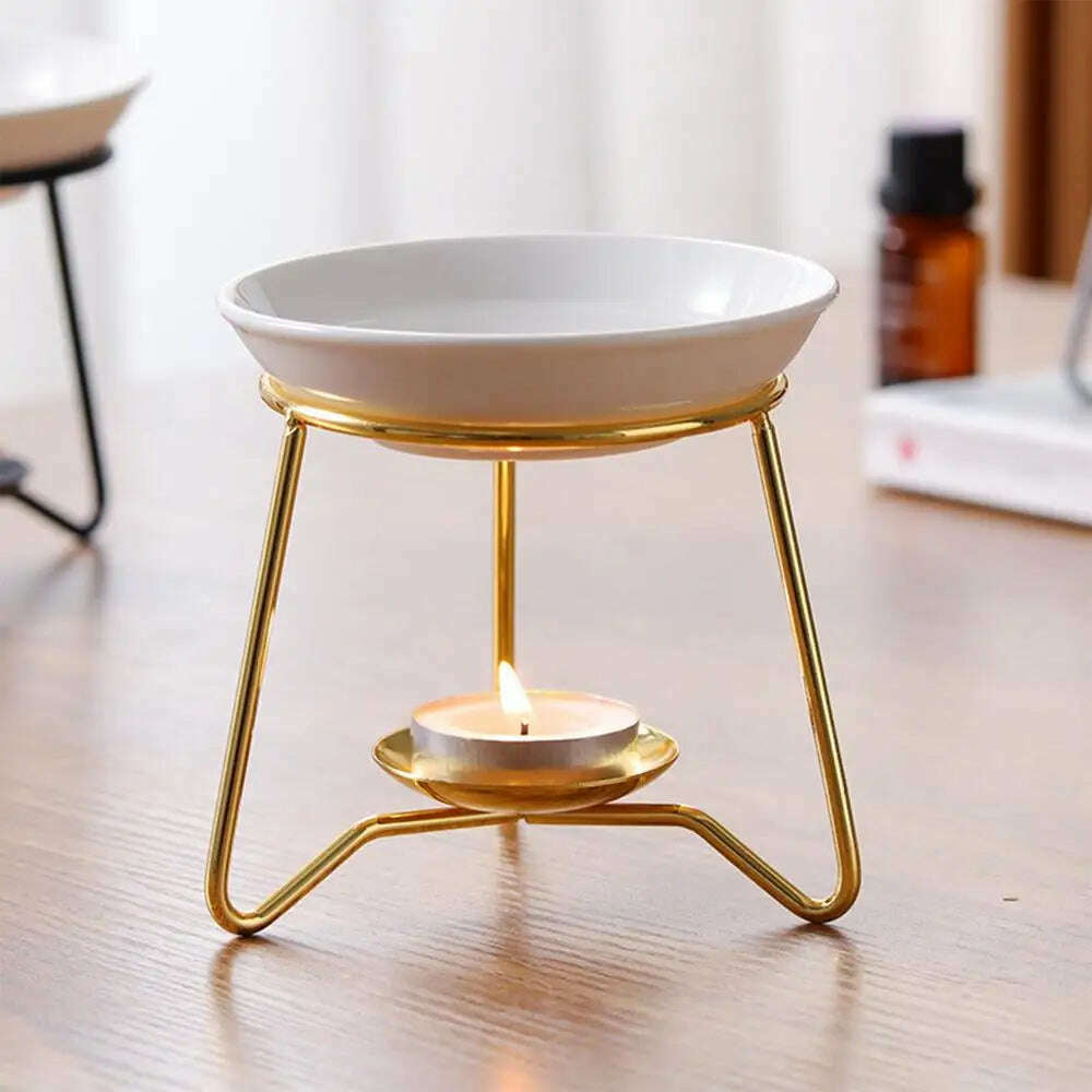 KIMLUD, Essential Oil Burner Aroma Diffuser Creative Hollow Out Aromatherapy Stove Oil Heating Lamp Home Wax Melting Lamp Candlestick, E-Only Iron frame, KIMLUD APPAREL - Womens Clothes