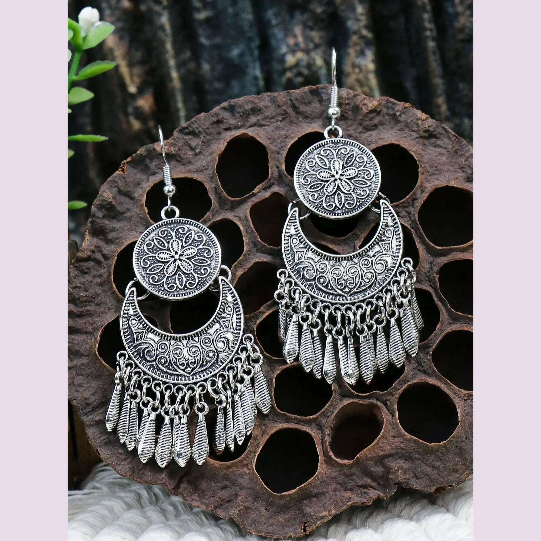 KIMLUD, Ethnic Style Metal Long Style Tassel Earrings Retro Premium Earrings Jewelry Ladies Gift, 23072123, KIMLUD APPAREL - Womens Clothes