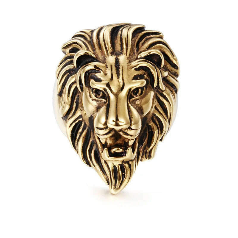 KIMLUD, Europe And the United States Stainless Steel Ring men 's Jewelry Wholesale Domineering  Lion Head, KIMLUD Womens Clothes