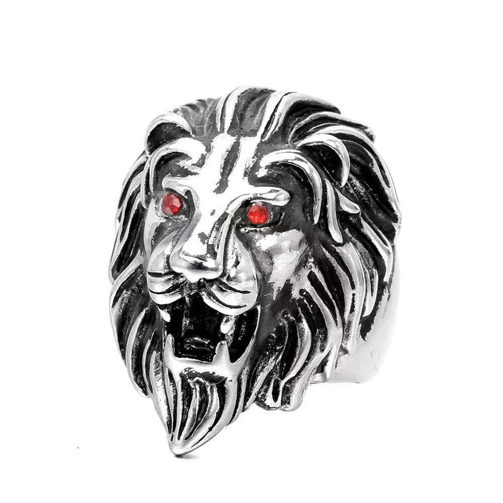 KIMLUD, Europe And the United States Stainless Steel Ring men 's Jewelry Wholesale Domineering  Lion Head, B / 7, KIMLUD APPAREL - Womens Clothes