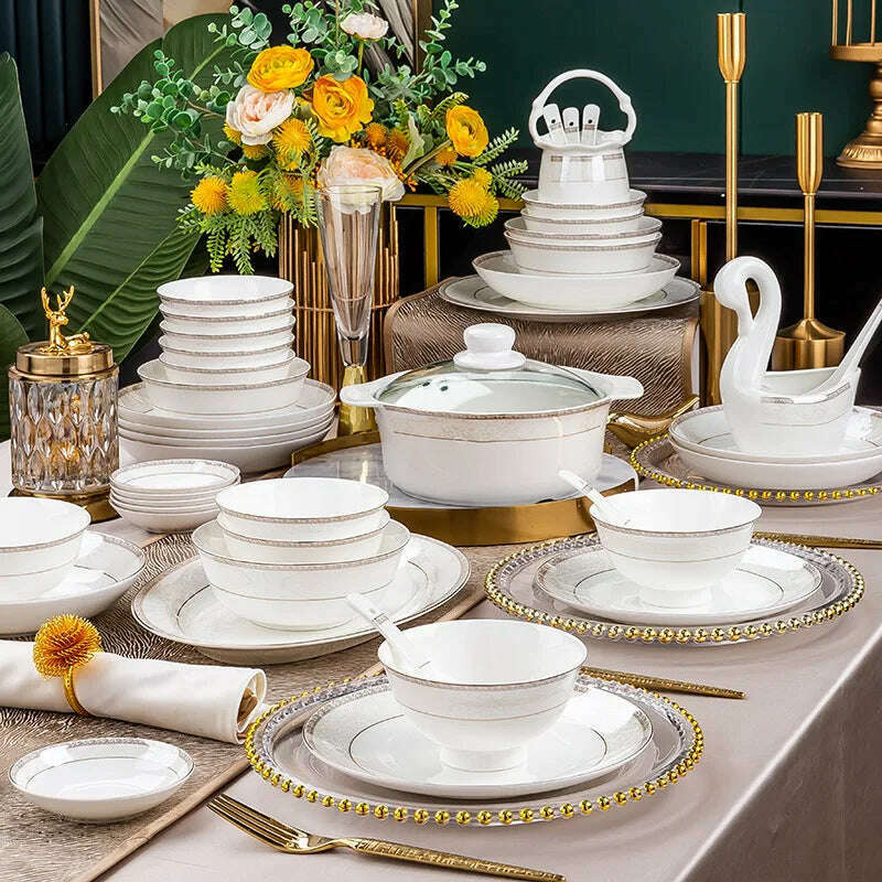 European Ceramic Plate Set Hand Stroke Western Restaurant Dinner Set Plates and Dishes Court Flower Relief Breakfast Bread Pan - KIMLUD