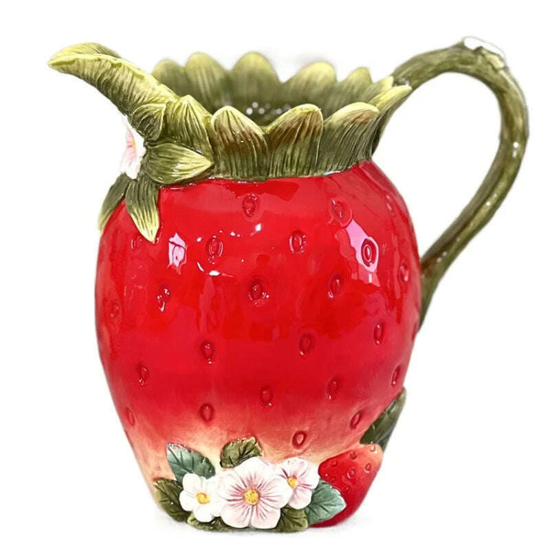 KIMLUD, European pastoral style creative strawberry ceramic vase living room decoration Fresh flower vase home decoration new home gift, 23X 15X 23CM, KIMLUD APPAREL - Womens Clothes