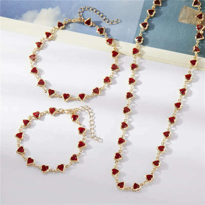 Exquisite Boho Candy Color Heart Shaped Crystal Bracelet for Women Fashion Charm Zircon Butterfly Pearl Metal Chain Bracelets - KIMLUD