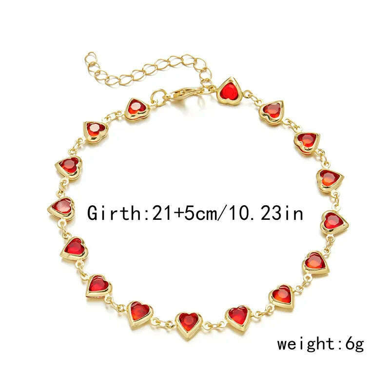 Exquisite Boho Candy Color Heart Shaped Crystal Bracelet for Women Fashion Charm Zircon Butterfly Pearl Metal Chain Bracelets - KIMLUD