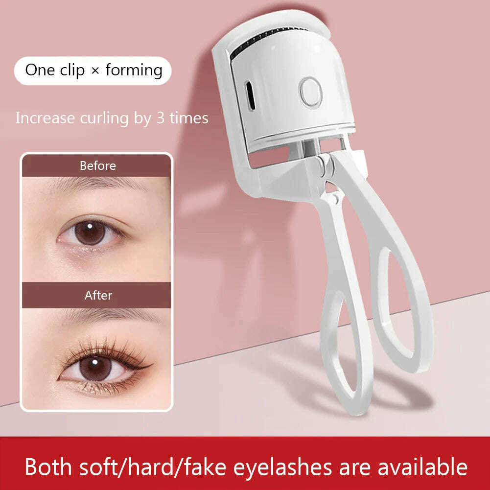 KIMLUD, Eyelash Curler Portable Electric Heated Comb Eye Lash Long Lasting Eyelashes Curls Thermal Eyelash Curler Makeup Tools, White / CHINA, KIMLUD APPAREL - Womens Clothes