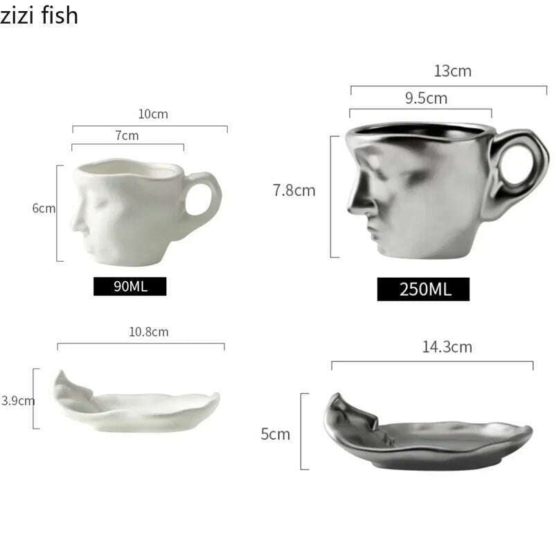 KIMLUD, Face Kiss Mug Couple Ceramic Water Cup Afternoon Tea Coffee Cup and Saucer Set Milk Tea Cups Breakfast Cups Milk Mugs Drinkware, KIMLUD Womens Clothes