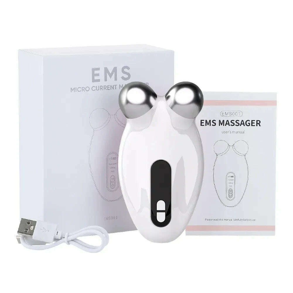 KIMLUD, Face Lifting Massager EMS Microcurrent Roller Facial Massager Anti-Wrinkle Chin-up Skin Tightening EMS Face Lifting Massager, white, KIMLUD APPAREL - Womens Clothes