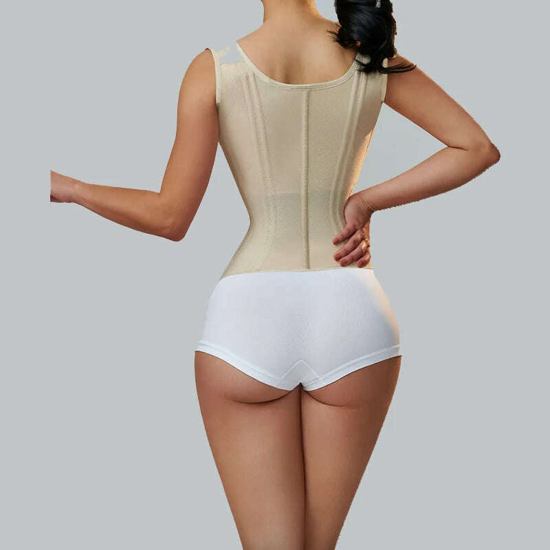 KIMLUD, Fajas Colombianas Women Double Compression Waist Trainer Corset with Bone Adjustable Zipper and Hook-eyes Flat Belly Body Shaper, KIMLUD Womens Clothes