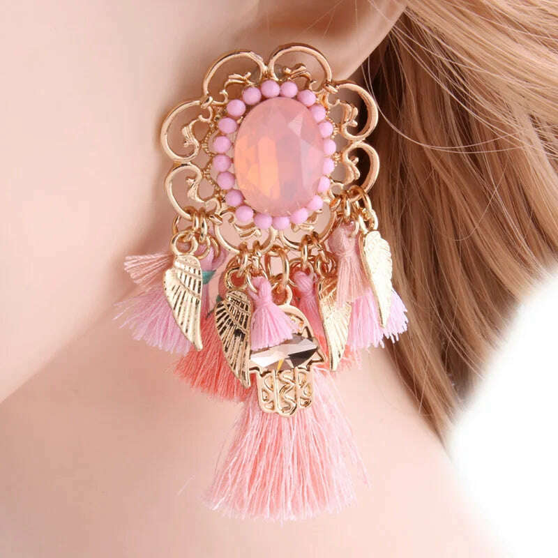 KIMLUD, Fashion Big Earrings Metal Dangle Bohemian Eye Tassel Earrings Crystal Large Retro Long Brinco Ear Oorbellen Jewelry Wholesale, 13, KIMLUD APPAREL - Womens Clothes