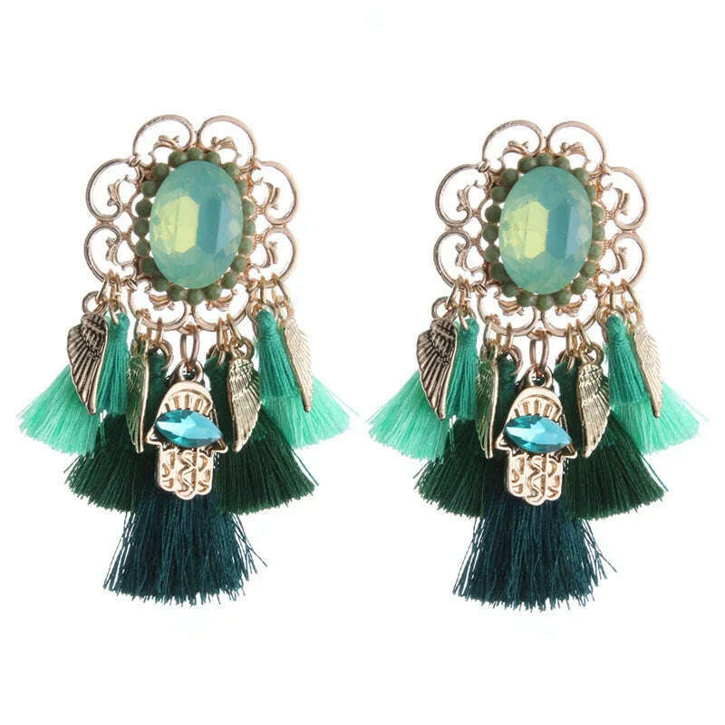 KIMLUD, Fashion Big Earrings Metal Dangle Bohemian Eye Tassel Earrings Crystal Large Retro Long Brinco Ear Oorbellen Jewelry Wholesale, 15, KIMLUD APPAREL - Womens Clothes