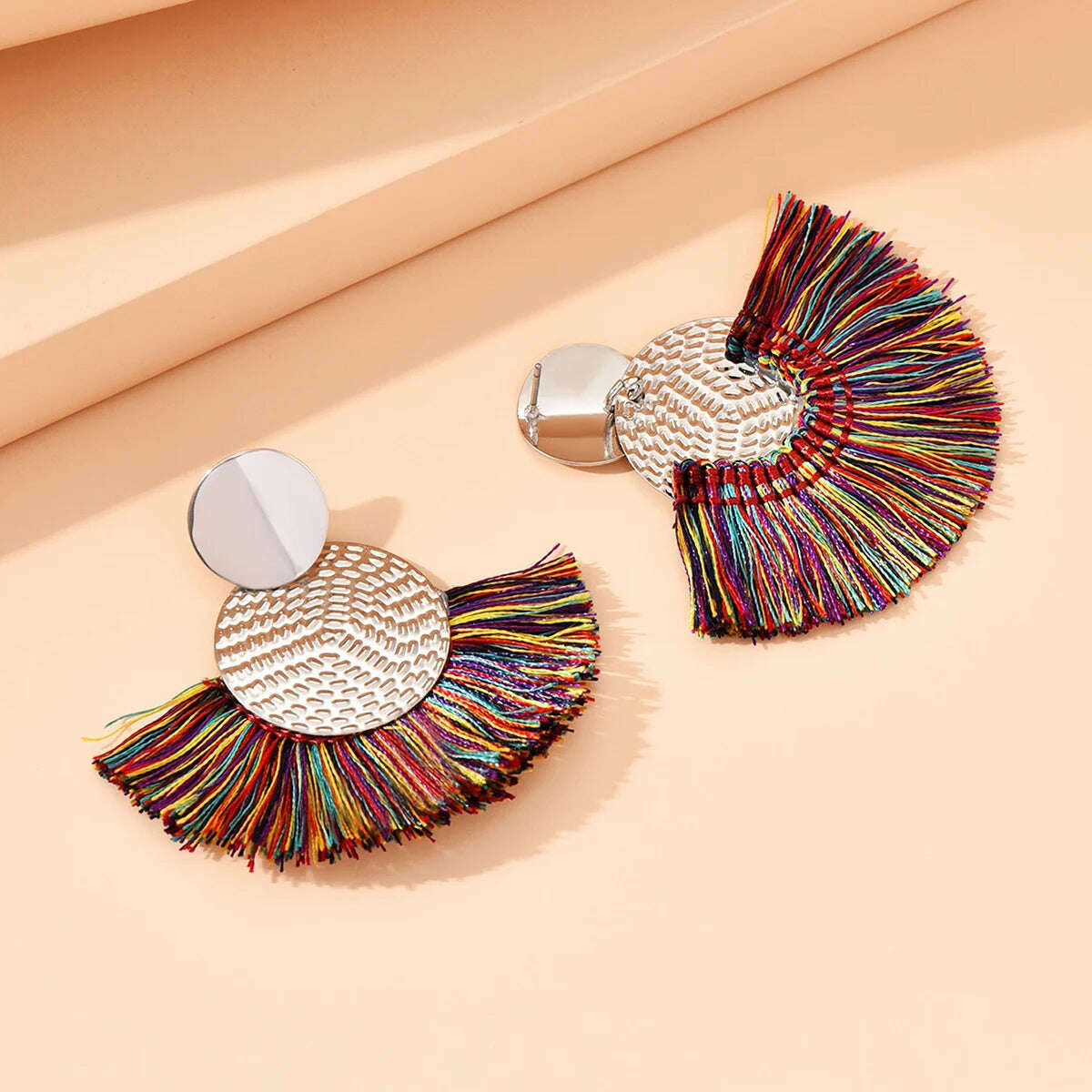 KIMLUD, Fashion Bohemian Big Tassel Dangle White Fringe Female Earrings Drop Earrings for Women Statement Wedding 2023 Jewelry, KIMLUD Womens Clothes