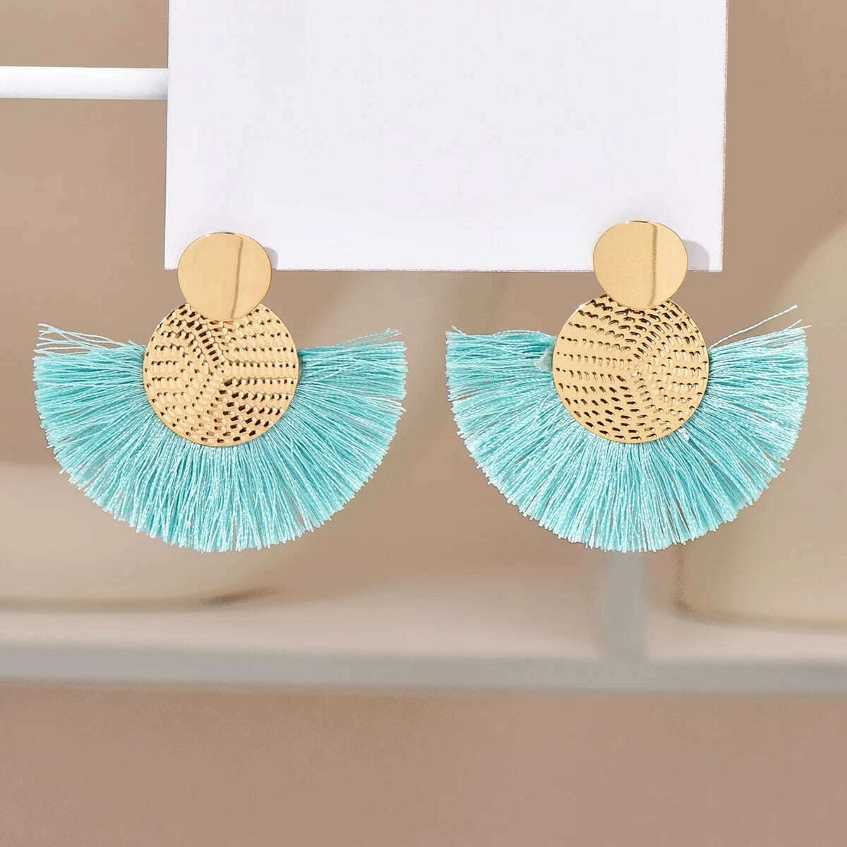 KIMLUD, Fashion Bohemian Big Tassel Dangle White Fringe Female Earrings Drop Earrings for Women Statement Wedding 2023 Jewelry, KIMLUD Womens Clothes