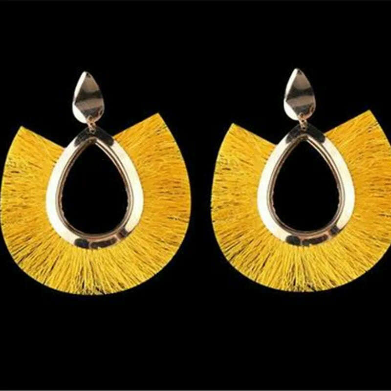 KIMLUD, Fashion Bohemian Big Tassel Earrings for Women 2023 Trendy flamenca Large Fringe Drop Dangle Earring Pendientes Jewelry brincos, KIMLUD Womens Clothes