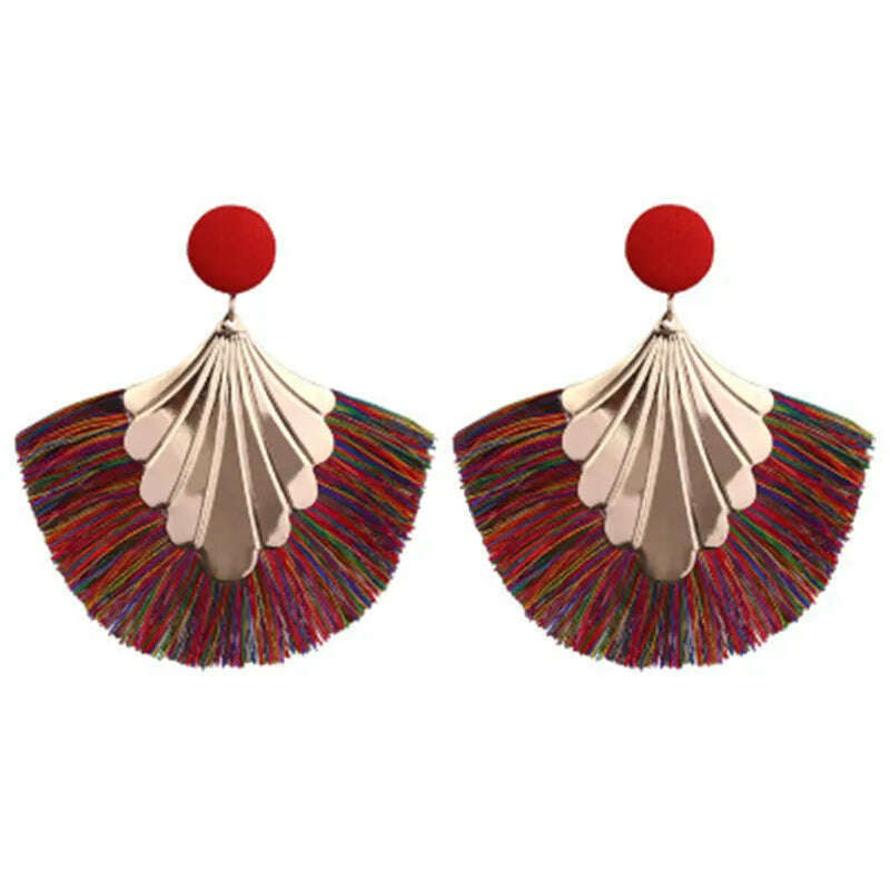 KIMLUD, Fashion Bohemian Big Tassel Earrings for Women 2023 Trendy flamenca Large Fringe Drop Dangle Earring Pendientes Jewelry brincos, KIMLUD Womens Clothes