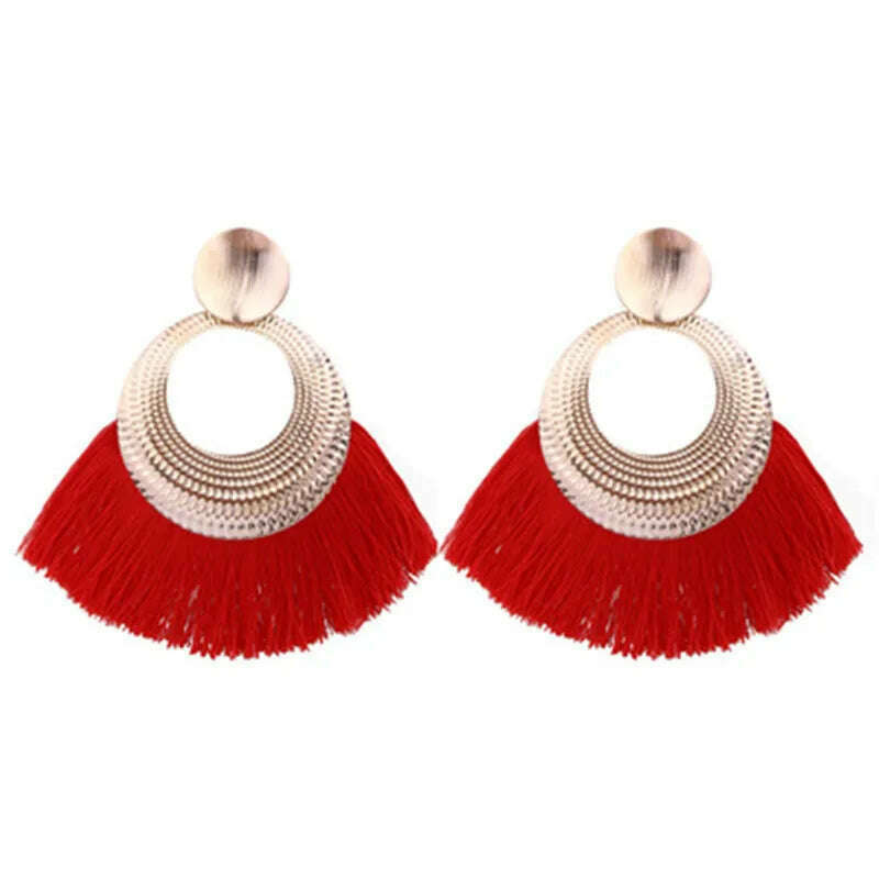 KIMLUD, Fashion Bohemian Big Tassel Earrings for Women 2023 Trendy flamenca Large Fringe Drop Dangle Earring Pendientes Jewelry brincos, KIMLUD Womens Clothes