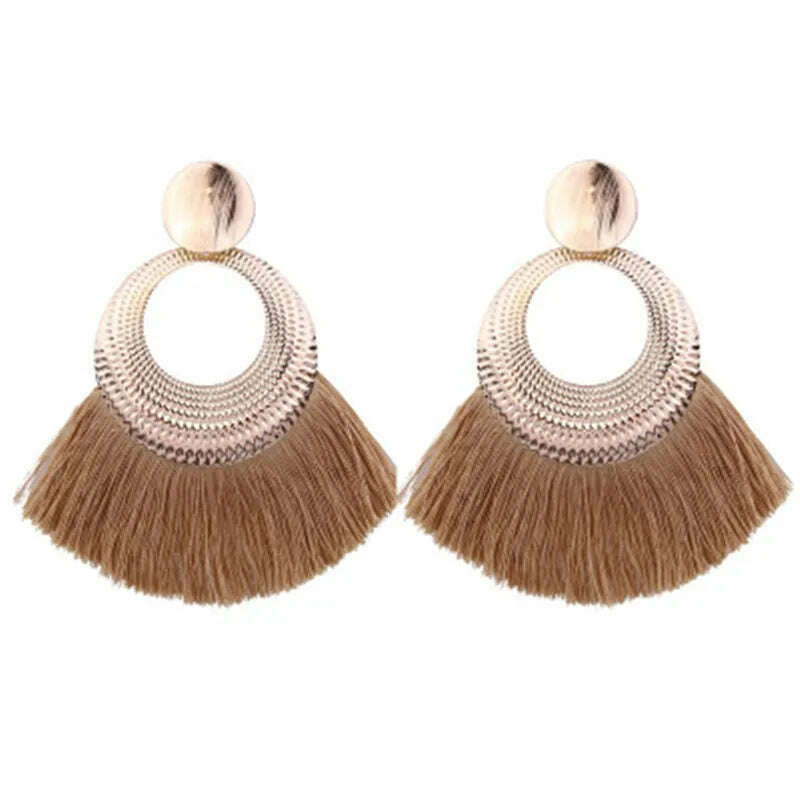 KIMLUD, Fashion Bohemian Big Tassel Earrings for Women 2023 Trendy flamenca Large Fringe Drop Dangle Earring Pendientes Jewelry brincos, KIMLUD Womens Clothes