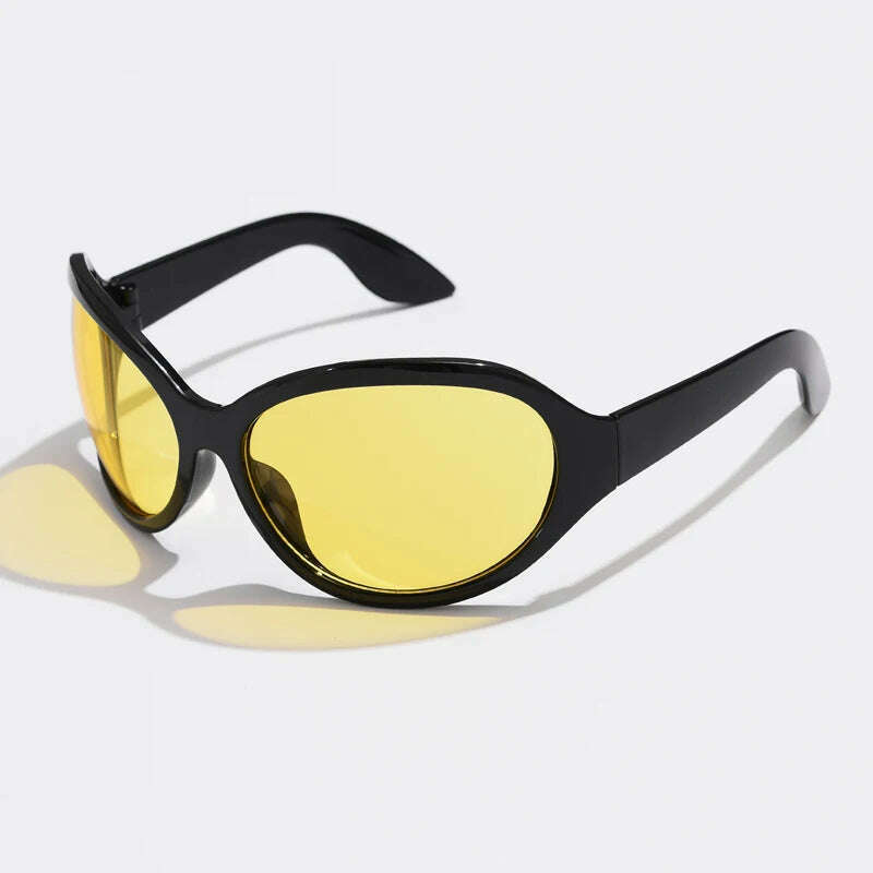 KIMLUD, Fashion Brand Y2K Punk Sunglasses Goggle New Women Men Oval Sports Sun Glasses Female Oversized Black Shades Eyewear UV400, KIMLUD Womens Clothes