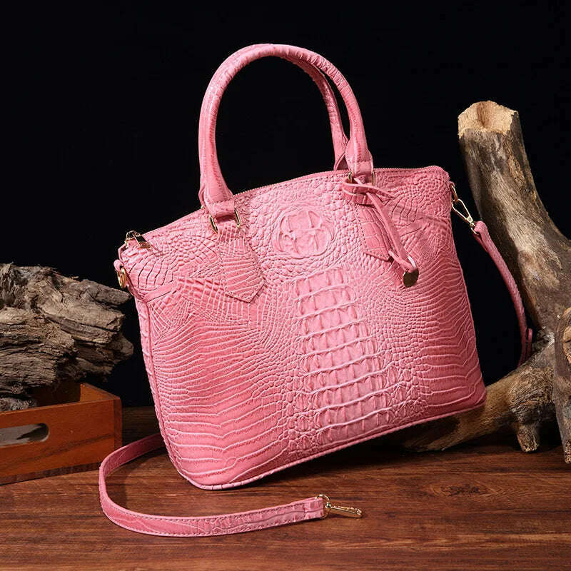 KIMLUD, Fashion Colorful Alligator Women Handbags Designer Retro Crocodile Pattern Tote Bag Luxury Pu Leather Shoulder Crossbody Bags, pink, KIMLUD APPAREL - Womens Clothes