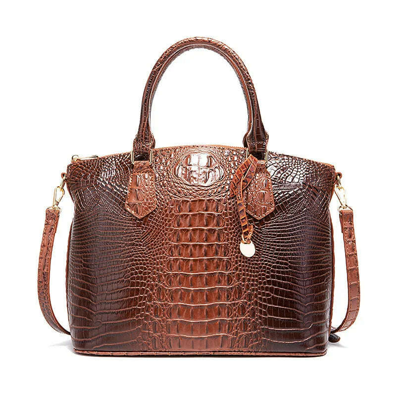 KIMLUD, Fashion Colorful Alligator Women Handbags Designer Retro Crocodile Pattern Tote Bag Luxury Pu Leather Shoulder Crossbody Bags, brown, KIMLUD APPAREL - Womens Clothes