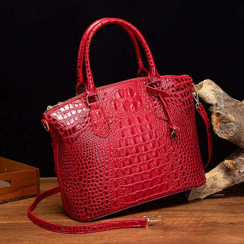 KIMLUD, Fashion Colorful Alligator Women Handbags Designer Retro Crocodile Pattern Tote Bag Luxury Pu Leather Shoulder Crossbody Bags, red 1, KIMLUD APPAREL - Womens Clothes