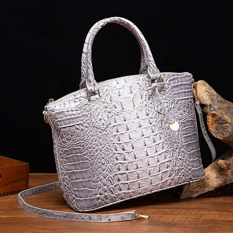 KIMLUD, Fashion Colorful Alligator Women Handbags Designer Retro Crocodile Pattern Tote Bag Luxury Pu Leather Shoulder Crossbody Bags, gray, KIMLUD APPAREL - Womens Clothes