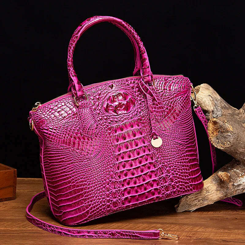 KIMLUD, Fashion Colorful Alligator Women Handbags Designer Retro Crocodile Pattern Tote Bag Luxury Pu Leather Shoulder Crossbody Bags, pitaya purple, KIMLUD APPAREL - Womens Clothes