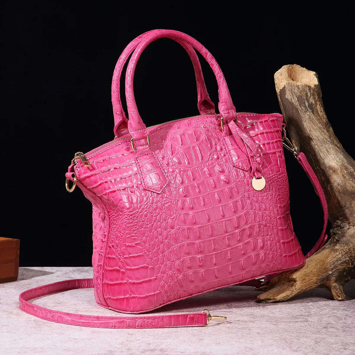 KIMLUD, Fashion Colorful Alligator Women Handbags Designer Retro Crocodile Pattern Tote Bag Luxury Pu Leather Shoulder Crossbody Bags, rose red, KIMLUD APPAREL - Womens Clothes