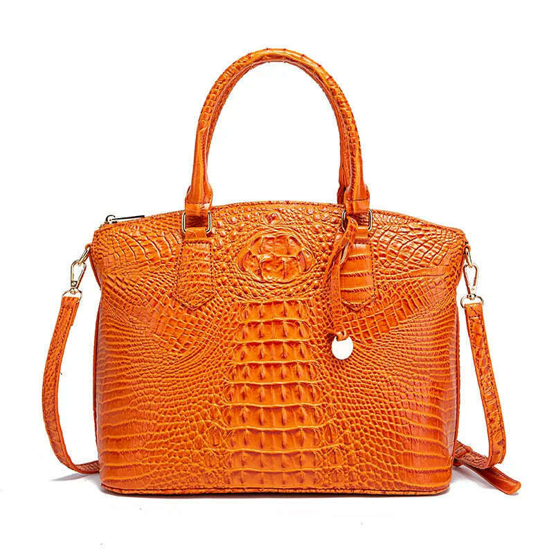 KIMLUD, Fashion Colorful Alligator Women Handbags Designer Retro Crocodile Pattern Tote Bag Luxury Pu Leather Shoulder Crossbody Bags, orange, KIMLUD APPAREL - Womens Clothes