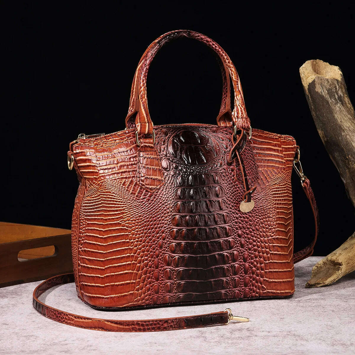 KIMLUD, Fashion Colorful Alligator Women Handbags Designer Retro Crocodile Pattern Tote Bag Luxury Pu Leather Shoulder Crossbody Bags, brown coffee 1, KIMLUD APPAREL - Womens Clothes