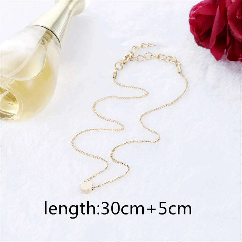 Fashion Gold Color Cute Love Heart Triangle Round Design Pendant Necklace For Women Exquisite Gift Wholesale Dropshipping - KIMLUD