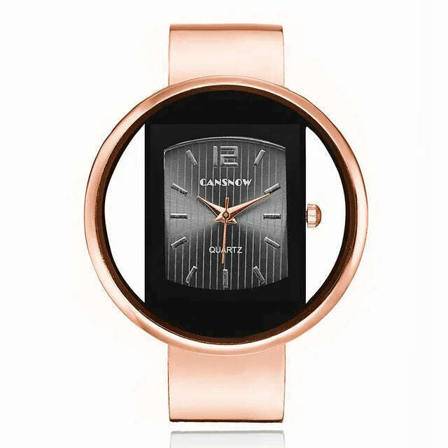 KIMLUD, Fashion Gold Stainless Steel Women's Bracelet Bangle Watches 2023 Trends Luxury Brand Ladies Jewelry Watch Bayan Kol Saati Clock, Rose Gold Black, KIMLUD APPAREL - Womens Clothes