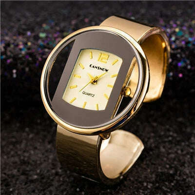 KIMLUD, Fashion Gold Stainless Steel Women's Bracelet Bangle Watches 2023 Trends Luxury Brand Ladies Jewelry Watch Bayan Kol Saati Clock, KIMLUD Womens Clothes