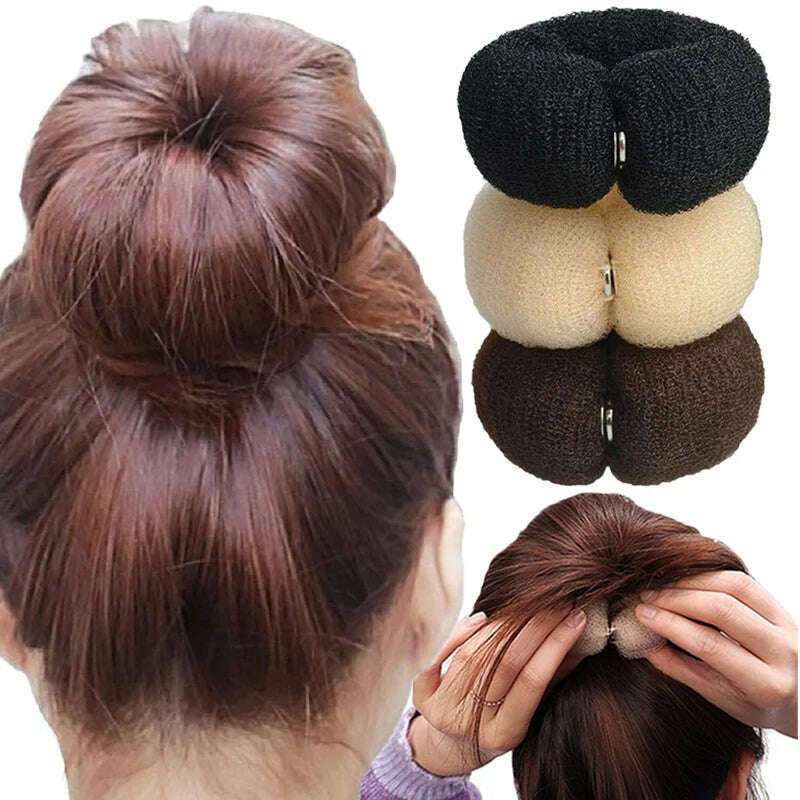 Fashion Hair Bun Maker Donut Magic Foam Sponge Easy Big Ring Hair Styling Tools Elastic Polyester Hair Band Accessories - KIMLUD