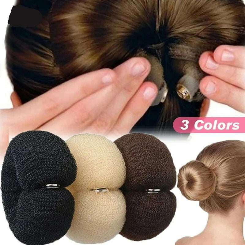 KIMLUD, Fashion Hair Bun Maker Donut Magic Foam Sponge Easy Big Ring Hair Styling Tools Elastic Polyester Hair Band Accessories, KIMLUD Womens Clothes