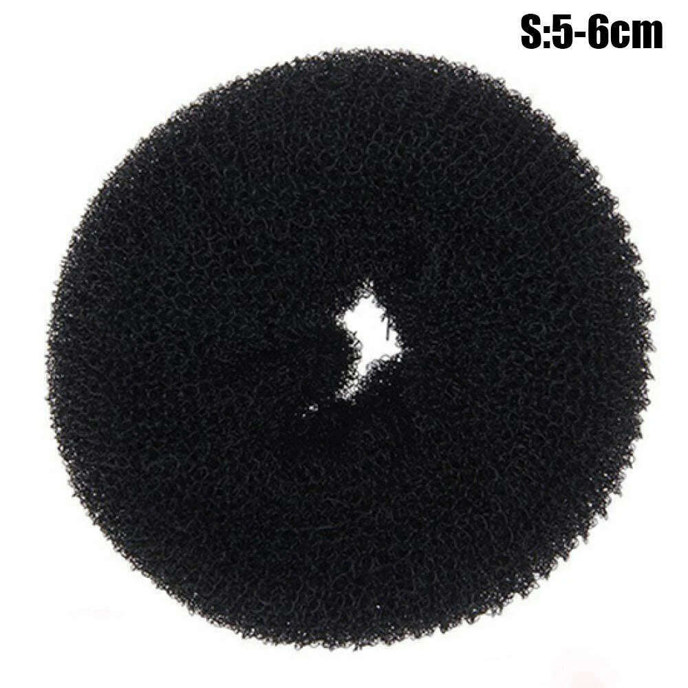 KIMLUD, Fashion Hair Bun Maker Donut Magic Foam Sponge Easy Big Ring Hair Styling Tools Elastic Polyester Hair Band Accessories, Black S, KIMLUD APPAREL - Womens Clothes