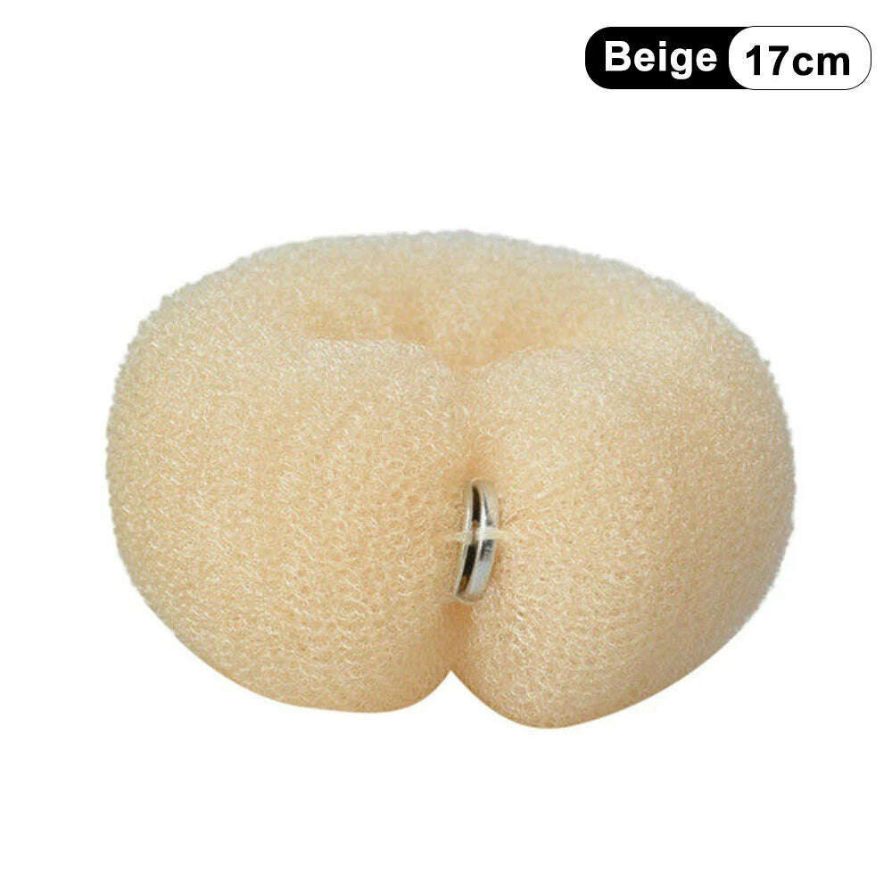 KIMLUD, Fashion Hair Bun Maker Donut Magic Foam Sponge Easy Big Ring Hair Styling Tools Elastic Polyester Hair Band Accessories, Beige 20cm, KIMLUD APPAREL - Womens Clothes