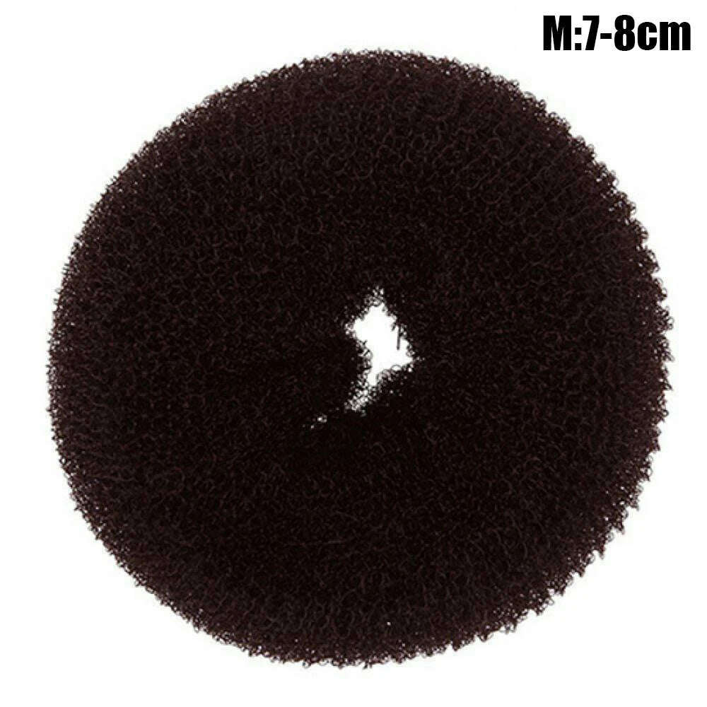 KIMLUD, Fashion Hair Bun Maker Donut Magic Foam Sponge Easy Big Ring Hair Styling Tools Elastic Polyester Hair Band Accessories, Coffee M, KIMLUD APPAREL - Womens Clothes