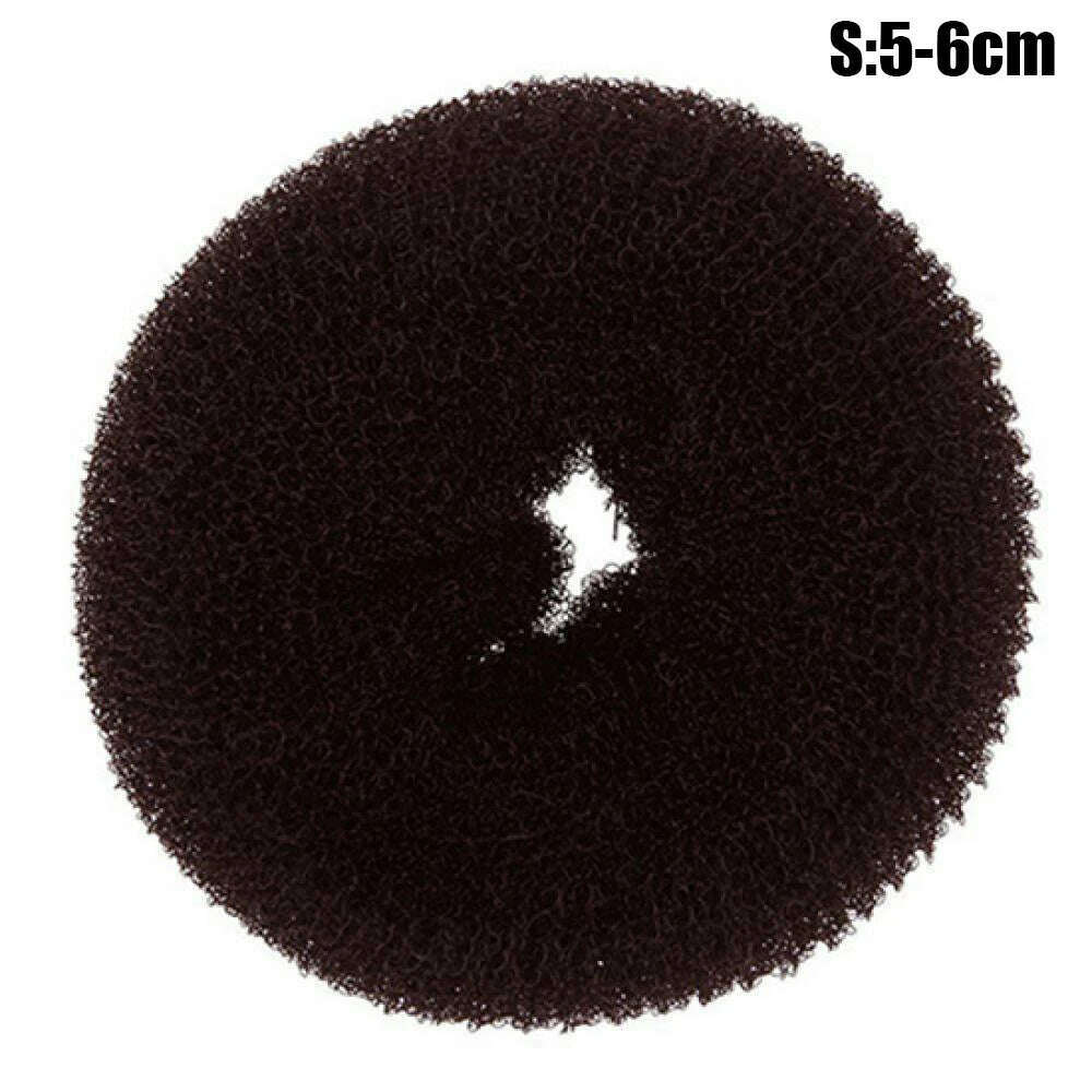 KIMLUD, Fashion Hair Bun Maker Donut Magic Foam Sponge Easy Big Ring Hair Styling Tools Elastic Polyester Hair Band Accessories, Coffee S, KIMLUD APPAREL - Womens Clothes