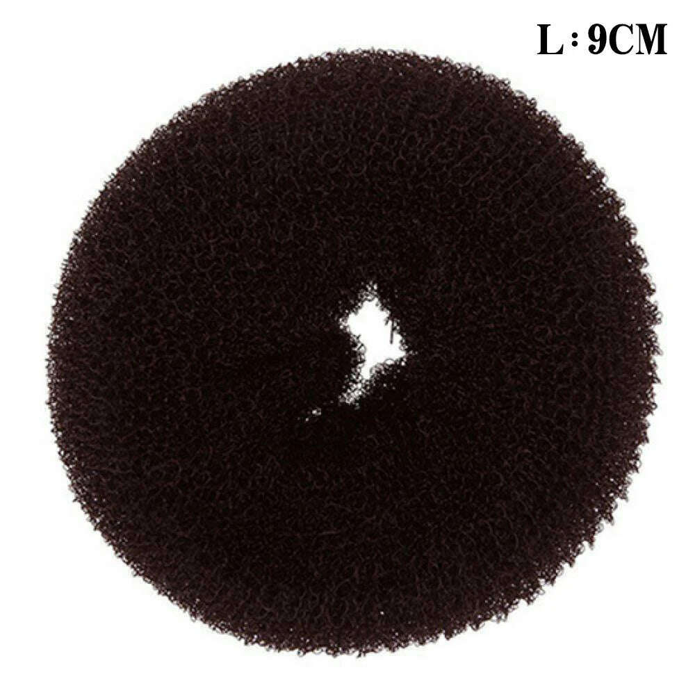 KIMLUD, Fashion Hair Bun Maker Donut Magic Foam Sponge Easy Big Ring Hair Styling Tools Elastic Polyester Hair Band Accessories, Coffee L, KIMLUD APPAREL - Womens Clothes