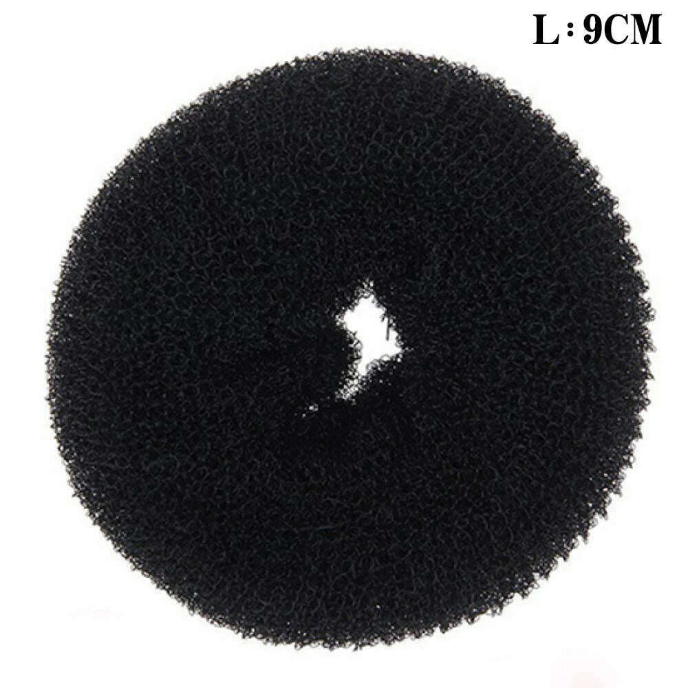 KIMLUD, Fashion Hair Bun Maker Donut Magic Foam Sponge Easy Big Ring Hair Styling Tools Elastic Polyester Hair Band Accessories, Black  L, KIMLUD APPAREL - Womens Clothes