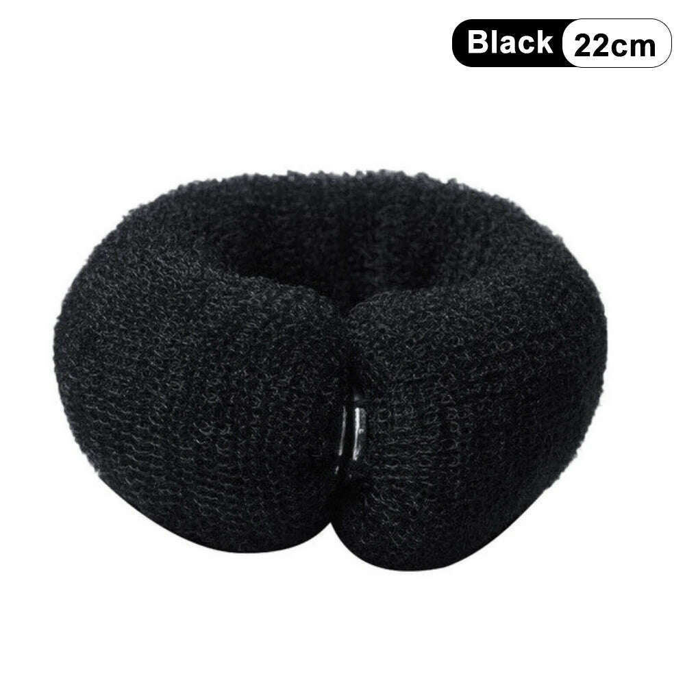 KIMLUD, Fashion Hair Bun Maker Donut Magic Foam Sponge Easy Big Ring Hair Styling Tools Elastic Polyester Hair Band Accessories, Black 22cm, KIMLUD APPAREL - Womens Clothes