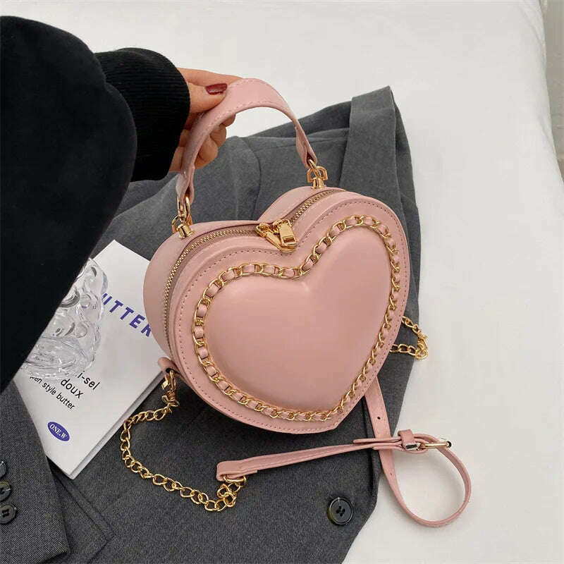 KIMLUD, Fashion Love Heart Shape Shoulder Bags For Women Luxury Designer Leather Handbags Brand Female Chain Crossbody Purse Bag, KIMLUD Womens Clothes