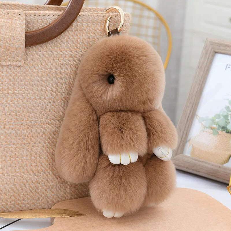 KIMLUD, Fashion  Pendant Bag Car Charm Tag Cute Mini Rabbit Toy Doll Real Fur Monster Keychains 100% Real Genuine Rex Rabbit Fur Keychai, KIMLUD Womens Clothes