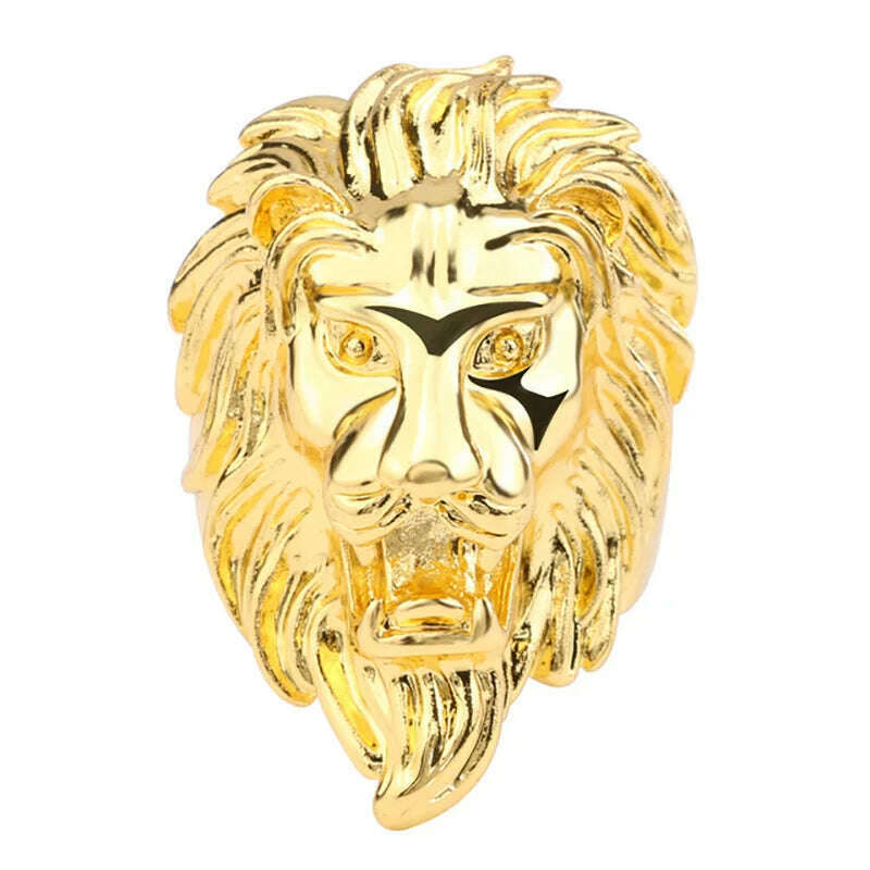 KIMLUD, Fashion Punk Rock Lion Biker Ring Hip Hop Big  Animal Ring Men Accessories Vintage Jewelry 2018, gold / 7, KIMLUD APPAREL - Womens Clothes