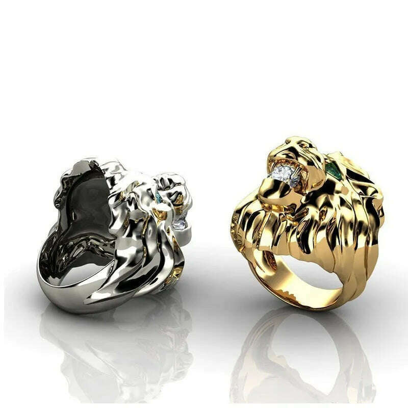 Fashion Stainless Steel Lion Head Ring Animal Ring Hip Hop Rings for Men Retro Jewelry Charm Accessories Party Anniversary Gift - KIMLUD