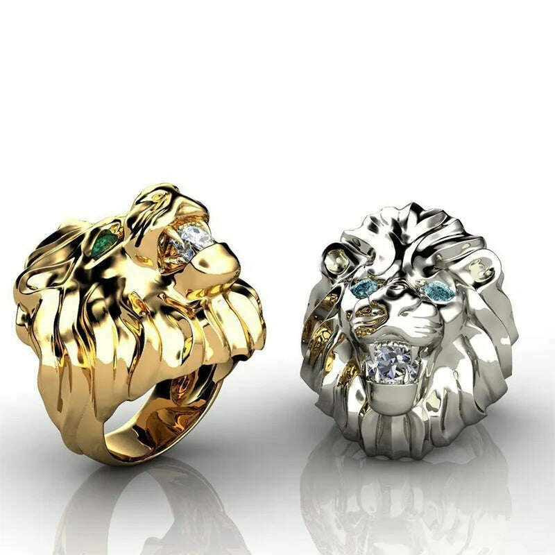 Fashion Stainless Steel Lion Head Ring Animal Ring Hip Hop Rings for Men Retro Jewelry Charm Accessories Party Anniversary Gift - KIMLUD