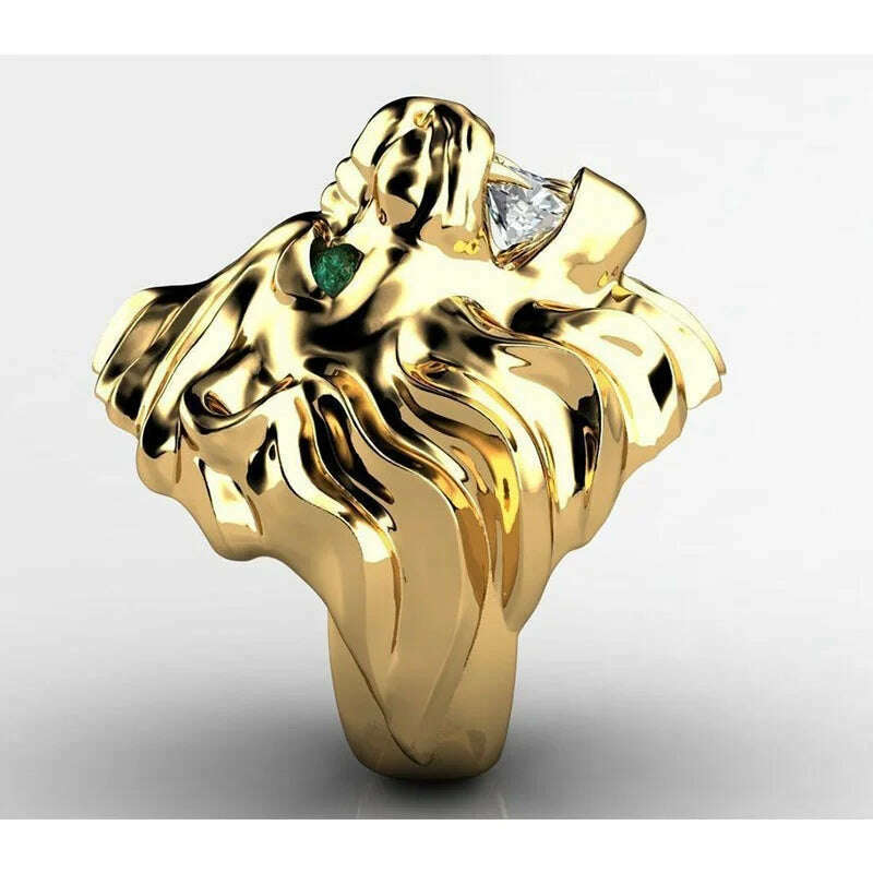 Fashion Stainless Steel Lion Head Ring Animal Ring Hip Hop Rings for Men Retro Jewelry Charm Accessories Party Anniversary Gift - KIMLUD